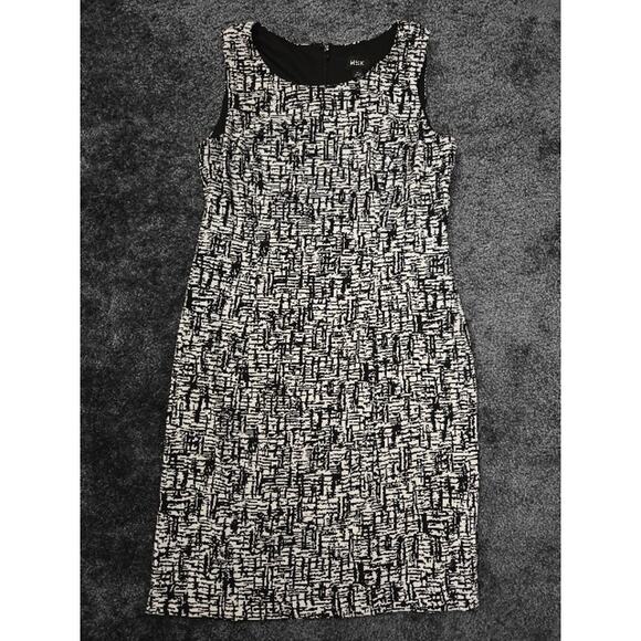 MSK Sleeveless Black/White Print Shift Dress Size 6 - Picture 2 of 2